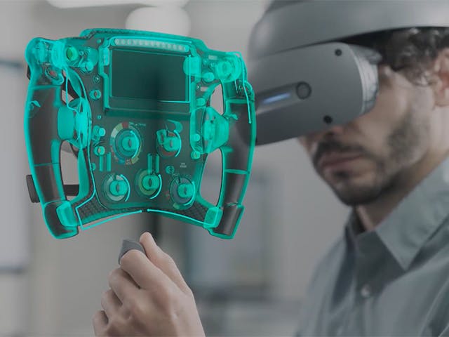 工程师将索尼 VR 与 Siemens NX Immersive Designer 结合使用，以处理赛车方向盘。